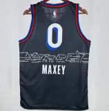 2021 76ers MAXEY #0 Sapphire Blue City Edition  1:1 Quality NBA Jersey 热压