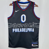 2021 76ers MAXEY #0 Sapphire Blue City Edition  1:1 Quality NBA Jersey 热压