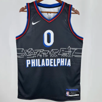 2021 76ers MAXEY #0 Sapphire Blue City Edition  1:1 Quality NBA Jersey 热压