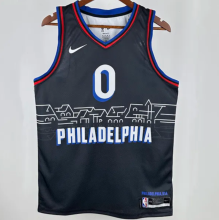 2021 76ers MAXEY #0 Sapphire Blue City Edition  1:1 Quality NBA Jersey 热压