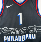 2021 76ers HARDEN #1 Sapphire Blue City Edition 1:1 Quality NBA Jersey 热压