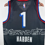 2021 76ers HARDEN #1 Sapphire Blue City Edition 1:1 Quality NBA Jersey 热压