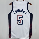 2025 Team USA EDWARDS #5 White 1:1 Quality  NBA Jerseys