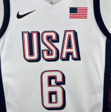 2025 Team USA JAMES #6 White 1:1 Quality  NBA Jerseys