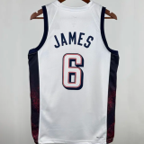 2025 Team USA JAMES #6 White 1:1 Quality  NBA Jerseys