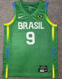 2024 Brazil Team HUERTAS #9 Green 1:1 Quality  NBA Jerseys
