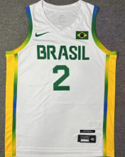 2024 Brazil Team YAGO #2 White 1:1 Quality  NBA Jerseys
