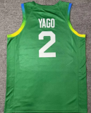 2024 Brazil Team YAGO #2 Green  1:1 Quality  NBA Jerseys