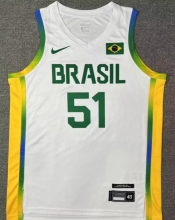 2024 Brazil Team CABOCLO #51 White 1:1 Quality  NBA Jerseys