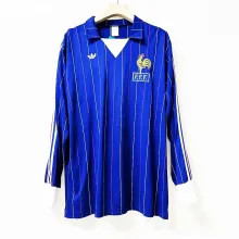 1980/1982 France Home Long Sleeve Retro 1:1  Quality Soccer Jersey