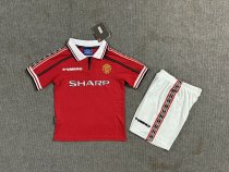 1998/1999 Manchester United Home Kids Kits Retro 1:1  Quality Soccer Jersey