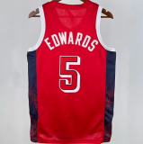 2024 Team USA EDWARDS #5 Red 1:1 Quality NBA Jerseys