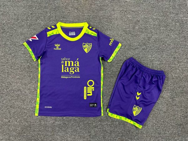 24/25  Malaga  Away Kids Kits 1:1 Quality  Soccer Jersey