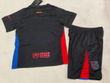 24/25 Barcelona Away Kids Kits 1:1  Soccer Jersey（胸前大logo）