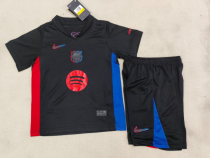 24/25 Barcelona Away Kids Kits 1:1  Soccer Jersey（胸前大logo）