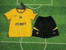 24/25 Wolves Home Yellow Kids  Kits 1:1 Quality Soccer Jersey