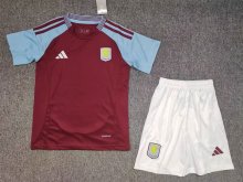 24/25  Aston Villa  Home  Kids Kits 1:1 Quality  Soccer Jersey