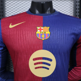 24/25 Barcelona  Home Long Sleeved  PLayer  1:1 Quality Soccer Jersey