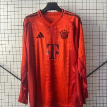 24/25 Bayern Munich Home Red Long Sleeve Fans 1:1 Quality Soccer Jersey
