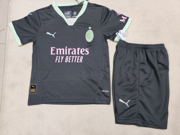 24/25 AC Milan Third Kids 1:1 Quality Soccer Jersey