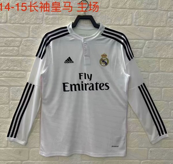 2014-2015 Retro Real Madrid Home Long Sleeve 1:1 Quality Soccer Jersey