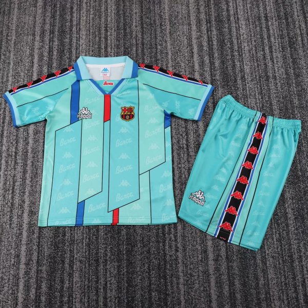 1996/1997 Barcelona Away Kids 1:1 Retro  Soccer Jersey