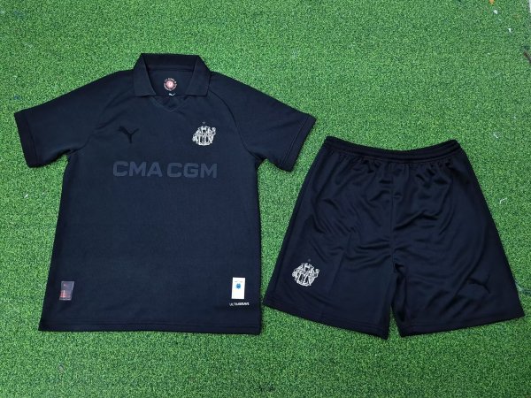24/25 Marseille 125th Anniversary Edition Black Kids Kits Player 1:1 Quality Soccer Jersey