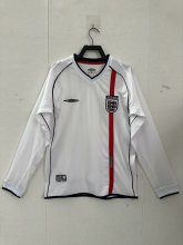2002  England Home Long sleeve 1:1 Quality Retro Soccer Jersey