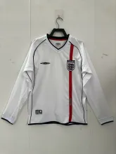 2002  England Home Long sleeve 1:1 Quality Retro Soccer Jersey
