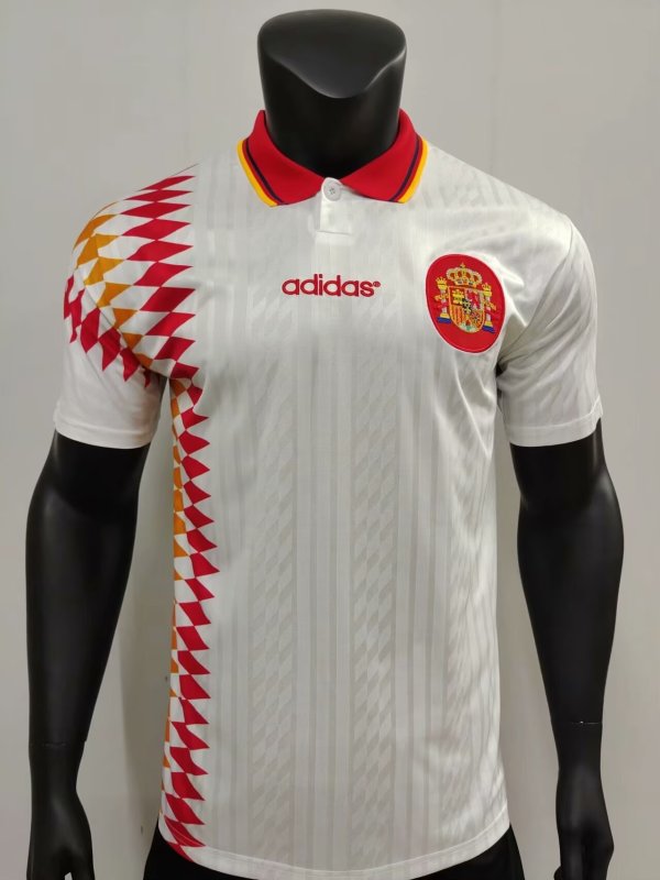 1994 Spain Away White 1:1 Retro Soccer Jersey