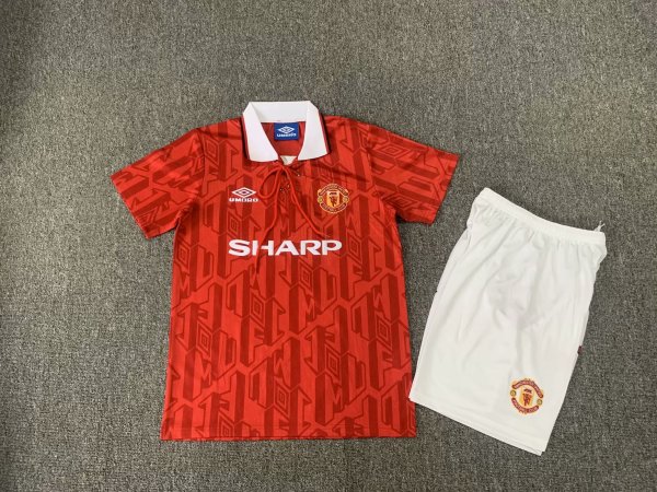1992/1994 Manchester United Home Kids Kits Retro 1:1  Quality Soccer Jersey