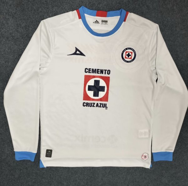 24/25 Cruz Azul Away White Fans Long sleeve 1:1 Quality Soccer Jersey