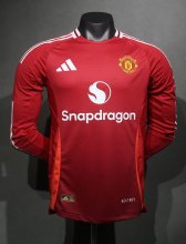 24/25  Manchester United Home Red  Long Sleeve Player 1:1 Quality Soccer Jersey