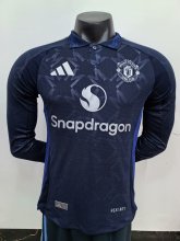 24/25   Manchester United  Away Blue Long Sleeve Player 1:1 Quality Soccer Jersey