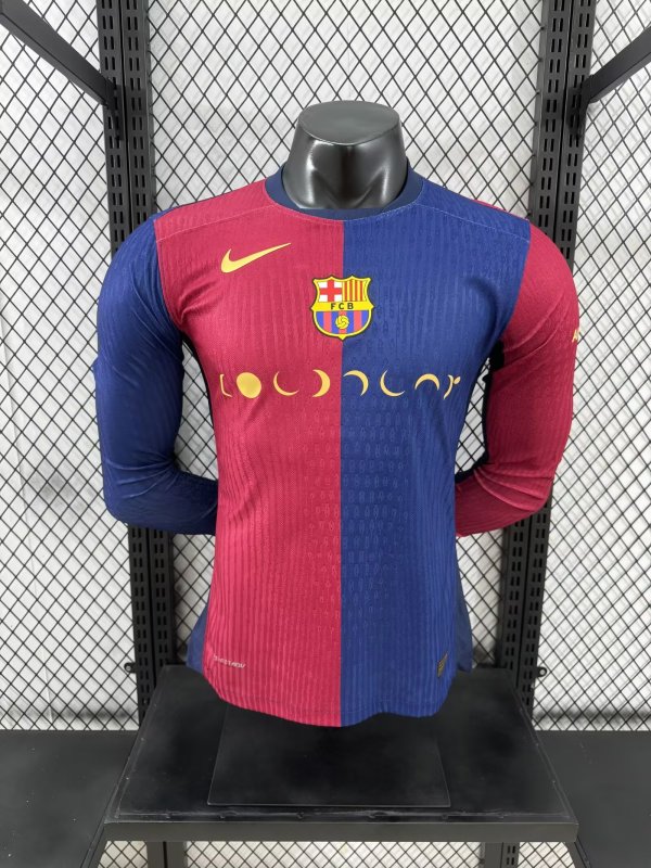 24/25 Barcelona  Home Coldplay Band Long Sleeved  PLayer  1:1 Quality Soccer Jersey（月亮广告）