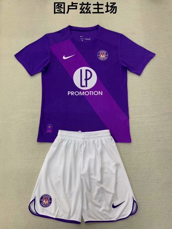 24/25 Toulouse Home Kids Kits 1:1 Quality Soccer Jersey
