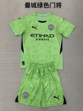 24/25 Manchester City Goalkeeper Green Kids Kits 1:1 Quality Soccer Jersey