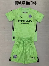 24/25 Manchester City Goalkeeper Green Kids Kits 1:1 Quality Soccer Jersey