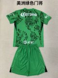 24/25  America Goalkeeper Green Kids Kits 1:1 Quality Soccer Jersey