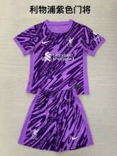 24/25  Liverpool Goalkeeper Purple  Kids Kits 1:1 Quality Soccer Jersey