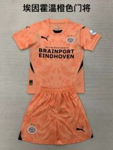 24/25 PSV Eindhoven Goalkeeper Orange Kids Kits  1:1 Quality Soccer Jersey