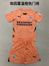 24/25 PSV Eindhoven Goalkeeper Orange Kids Kits  1:1 Quality Soccer Jersey