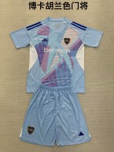 24/25 Boca  Goalkeeper Lake Blue Kids Kits 1:1 Quality Soccer Jersey