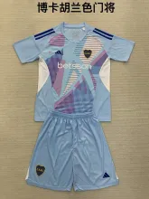 24/25 Boca  Goalkeeper Lake Blue Kids Kits 1:1 Quality Soccer Jersey