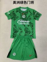 24/25  America Goalkeeper Green Kids Kits 1:1 Quality Soccer Jersey