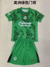24/25  America Goalkeeper Green Kids Kits 1:1 Quality Soccer Jersey