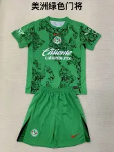 24/25  America Goalkeeper Green Kids Kits 1:1 Quality Soccer Jersey