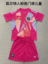 24/25 Celtic Goalkeeper Pink Kids KIits 1:1 Soccer Jersey