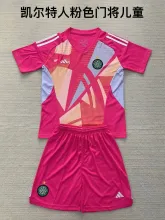 24/25 Celtic Goalkeeper Pink Kids KIits 1:1 Soccer Jersey