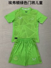 24/25 Everton Goalkeeper Green Kids Kits 1:1 Quality  Soccer Jersey